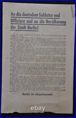 Original WWII Red Army Leaflet BERLIN ENCIRCLED Berlin 1945 Very Rare