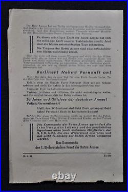 Original WWII Red Army Leaflet BERLIN ENCIRCLED Berlin 1945 Very Rare