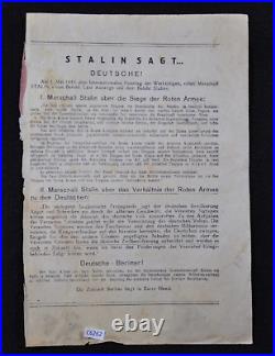 Original WWII Red Army Leaflet Stalins Message Berliners 1945 RARE