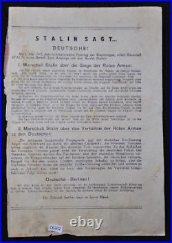 Original WWII Red Army Leaflet Stalins Message Berliners 1945 RARE