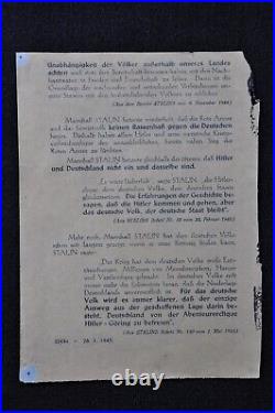 Original WWII Red Army Leaflet Stalins Message to Germans Oder Front 1945 RARE