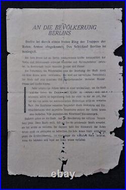 Original WWII Red Army Leaflet WHITE FLAGS STOP FIGHTING Berlin 1945 Very Rare