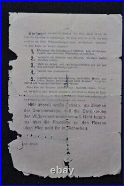 Original WWII Red Army Leaflet WHITE FLAGS STOP FIGHTING Berlin 1945 Very Rare