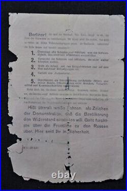 Original WWII Red Army Leaflet WHITE FLAGS STOP FIGHTING Berlin 1945 Very Rare