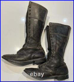 Original WWII Type US Army High Top Blucher Greased Leather Alaska Boots
