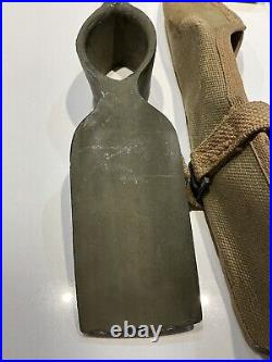 Original WWII U. S. ARMY 1944 PICK MATTOCK AXE HANDLE & CANVAS CARRIER OD3