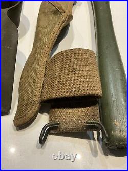 Original WWII U. S. ARMY 1944 PICK MATTOCK AXE HANDLE & CANVAS CARRIER OD3