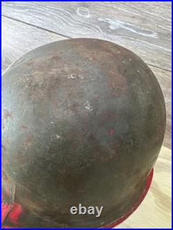 Original WWII U. S. Army McCord M1 Front Seam Fixed Bale Helmet Shell 154B Early