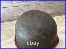 Original WWII U. S. Army McCord M1 Front Seam Fixed Bale Helmet Shell 154B Early
