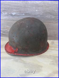 Original WWII U. S. Army McCord M1 Front Seam Fixed Bale Helmet Shell 154B Early