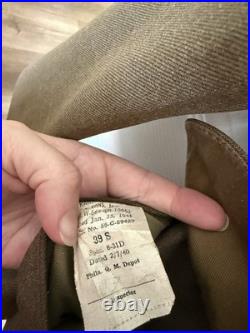 Original WWII U. S. Army Wool Service Coat 1941 Size 39 Short Military Jacket