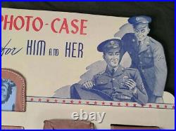 Original WWII U. S. Sweetheart Photo Cases on Card US Homefront Leather Army 40s