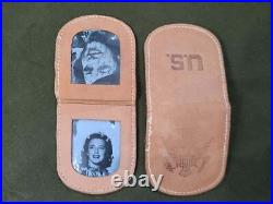 Original WWII U. S. Sweetheart Photo Cases on Card US Homefront Leather Army 40s