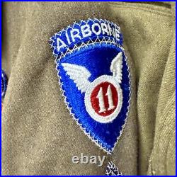 Original WWII US Army 11th Airborne Uniform NCO Group Patches Cap 5 Piece Wings