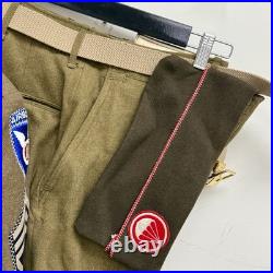 Original WWII US Army 11th Airborne Uniform NCO Group Patches Cap 5 Piece Wings