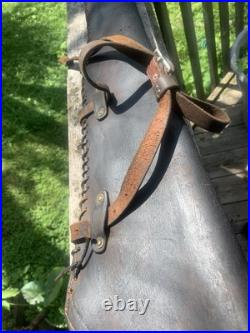 Original WWII US Army 1939 Leather Jeep Scabbard M1 Carbine Rifle J. Q. M. D. 51