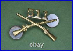 Original WWII US Army 511th Airborne Infantry Officer Insignia Collar Brass PIR