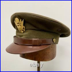 Original WWII US Army 8th Air Corps Officer Visor Hat Named Ball Gunner