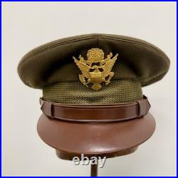 Original WWII US Army 8th Air Corps Officer Visor Hat Named Ball Gunner