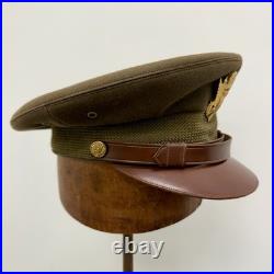 Original WWII US Army 8th Air Corps Officer Visor Hat Named Ball Gunner
