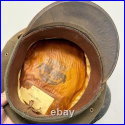 Original WWII US Army 8th Air Corps Officer Visor Hat Named Ball Gunner