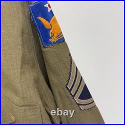 Original WWII US Army Air Corps Flannel Shirt Patched 2nd Div Mint Named