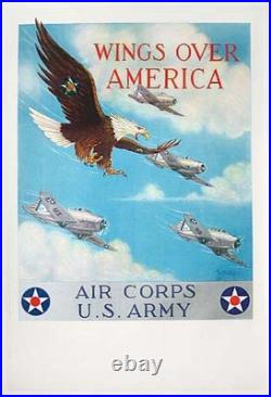 Original WWII US Army Air Corps Recruiting Poster Wings over America Original WWII US Army Air Corps Recruiting Poster Wings over America