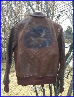 Original WWII US Army Air Force A-2 Paint Art Work Bomber Flight Jacket. Size 42