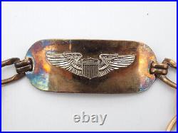 Original WWII US Army Air Force Pilot ID Bracelet Gilt Sterling 8 Named
