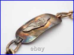 Original WWII US Army Air Force Pilot ID Bracelet Gilt Sterling 8 Named
