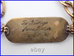 Original WWII US Army Air Force Pilot ID Bracelet Gilt Sterling 8 Named