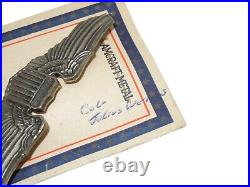 Original WWII US Army Air Force STERLING Amcraft Pilot Wings 3 on Card