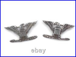 Original WWII US Army Colonel Eagles Sterling Insignia Set Balfour
