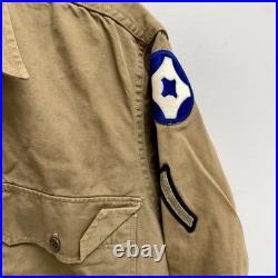Original WWII US Army Cotton Chino Shirt Patched 9th Service Command
