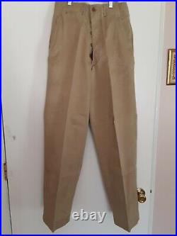 Original WWII US Army EM Khaki Trousers w Brown Plastic Buttons 29 W