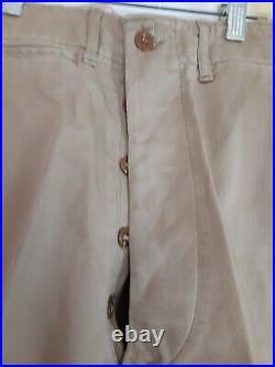 Original WWII US Army EM Khaki Trousers w Brown Plastic Buttons 29 W