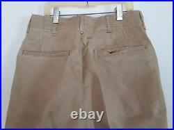 Original WWII US Army EM Khaki Trousers w Brown Plastic Buttons 29 W