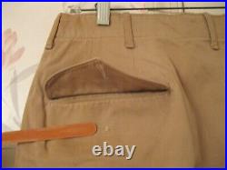 Original WWII US Army EM Khaki Trousers w Brown Plastic Buttons 35 W