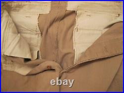 Original WWII US Army EM Khaki Trousers w Brown Plastic Buttons 35 W