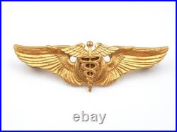 Original WWII US Army Flight Surgeon Wings Breast Badge Sterling AE Co