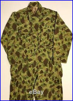 Original WWII US Army HBT Camouflage Coveralls, 38R