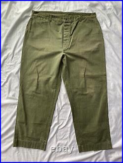 Original WWII US Army HBT Herringbone Trousers Pants XXL 44x32