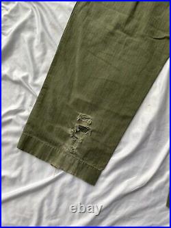 Original WWII US Army HBT Herringbone Trousers Pants XXL 44x32