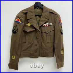 Original WWII US Army Ike Uniform Named ETO 7th Army Theatre Made Medal Ribbons