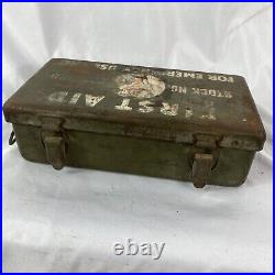 Original WWII US Army Jeep First Aid Kit Box with Contents Complete