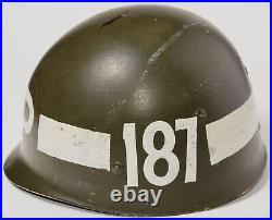 Original WWII US Army Military Police MP Westinghouse M1 Helmet Liner Named