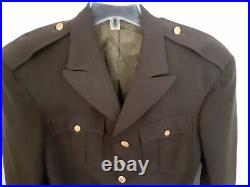 Original WWII US Army Officer Chocolate OD Gabardine Wool Dress Blouse 40 Long