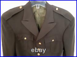 Original WWII US Army Officer Chocolate OD Gabardine Wool Dress Blouse 40 Long