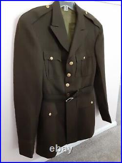 Original WWII US Army Officer Chocolate OD Gabardine Wool Dress Blouse 40 Long