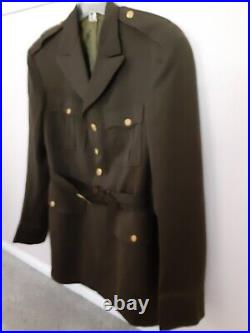 Original WWII US Army Officer Chocolate OD Gabardine Wool Dress Blouse 40 Long